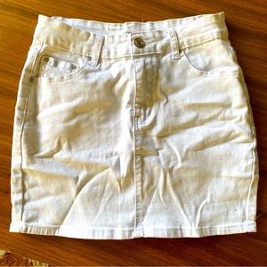 White Stretch Denim Jean Mini Skirt Micro Sz Small